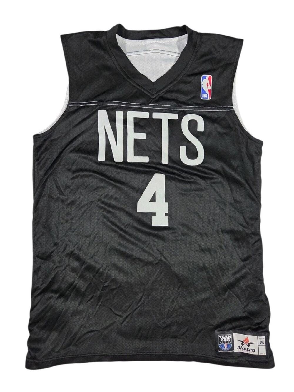 Brooklyn Nets Reversible Basketball Jersey Youth Medium Black White NBA #4 Boys